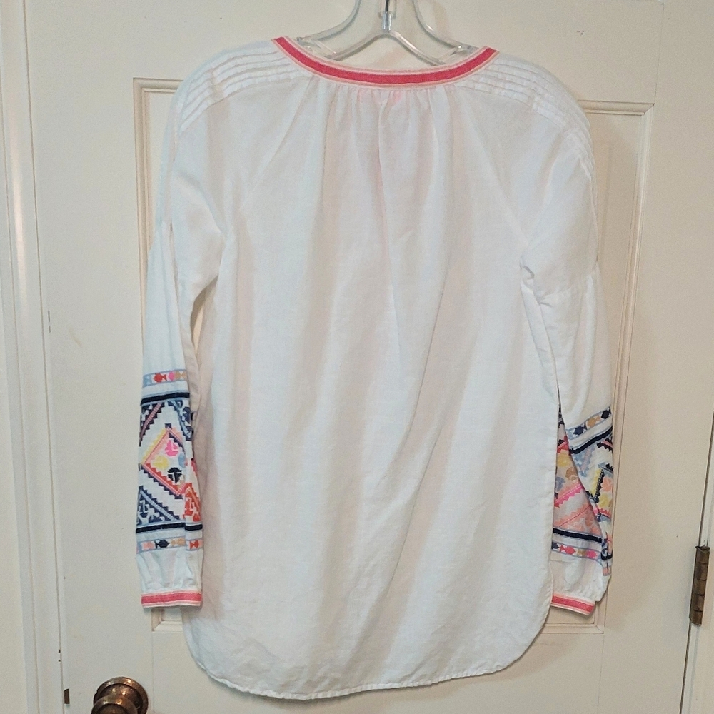 Joules Embroidered Balloon Sleeve Yolan Peasant Top, Size 4 - Picture 4 of 10